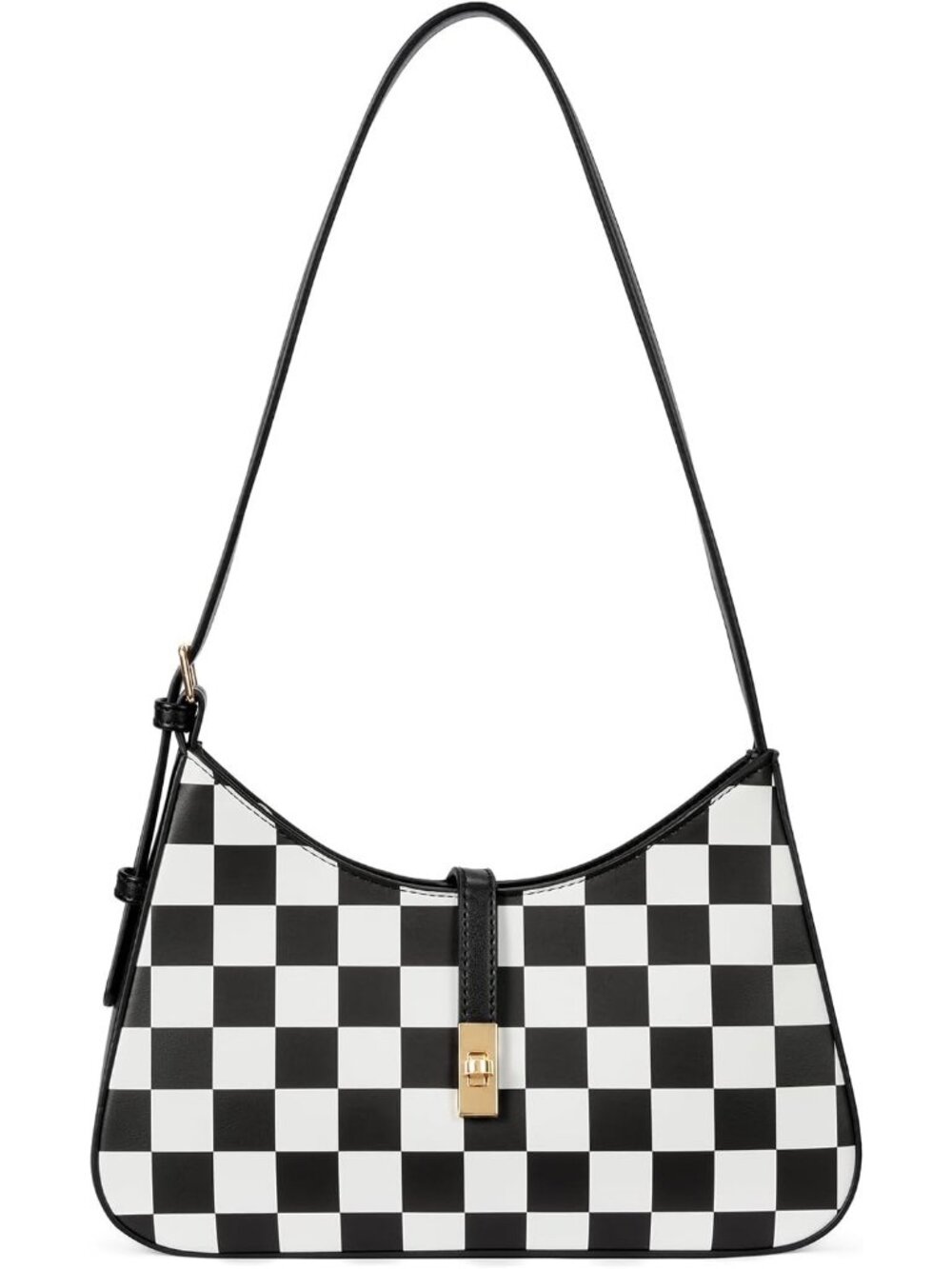 Women's Checkerboard Vegan Leather Crossbody Purse with 2 Removable Strap